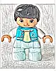 Minifigurka LEGO® 47205pb074 Duplo Figure Lego Ville, Child Boy, Light Aqua Legs, Medium Azure Jacket, Bright Light Yellow Shirt, White Arms, Black Hair