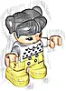Minifigurka LEGO® 47205pb079 Duplo Figure Lego Ville, Child Girl, Bright Light Yellow Legs, White Top with Black Hearts, Black Hair with Pigtails, Light Nougat Skin (6335905)