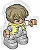 Minifigurka LEGO® 47205pb086 Duplo Figure Lego Ville, Child Boy, Light Bluish Gray Legs, Bright Light Yellow Jacket with Number 1, Dark Brown Hair (6361834)