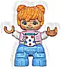 Minifigurka LEGO® 47205pb112 Duplo Figure Lego Ville, Child Girl, Bright Light Blue Legs, Bright Pink Jacket with Capital Letter C, Polka Dot Shirt, Orange Hair (6469539)