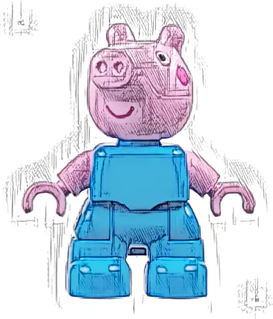 Duplo Figure Lego Ville, George Pig - Dark Azure Plain Outfit (6475099)