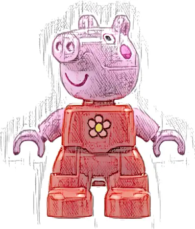 Duplo Figure Lego Ville, Peppa Pig - Red Outfit with Coral and Yellow Flower (6486135)