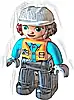 Minifigurka LEGO® 47394pb346 Duplo Figure Lego Ville, Female, Black Legs, Orange Vest with Badge and Pocket, Medium Azure Arms, Light Bluish Gray Hands, White Construction Helmet (6427943)