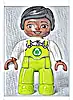 Minifigurka LEGO® 47394pb351 Duplo Figure Lego Ville, Female, Lime Legs with Overalls and Recycling Logo, Black Hair (6464666)