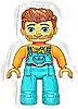 Minifigurka LEGO® 47394pb355 Duplo Figure Lego Ville, Male, Medium Azure Legs with Overalls and Pocket, Lime Bandana, Reddish Brown Hair and Stubble (6477388)