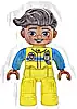 Minifigurka LEGO® 47394pb369 Duplo Figure Lego Ville, Male, Neon Yellow Legs, Uniform Vest with Silver and Dark Azure Stripes, Radio and EMT Star of Life Pattern, Dark Brown Hair (6527690 / 6569862)
