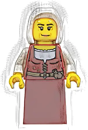 Innkeeper - Female, Dark Red Dress, White Hood