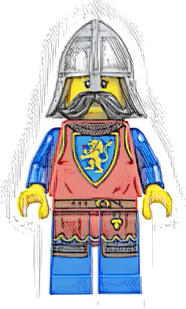 Lion Knight - Male, Flat Silver Neck-Protector, Black Moustache (Tower Guard)