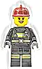 Minifigurka LEGO® cty0347 Fire - Reflective Stripes with Utility Belt, Dark Red Fire Helmet, Black Eyebrows