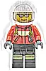 Minifigurka LEGO® cty0349 Fire - Pilot Male, Red Fire Suit with Carabiner, Reflective Stripes on Black Legs, White Helmet, Silver Sunglasses