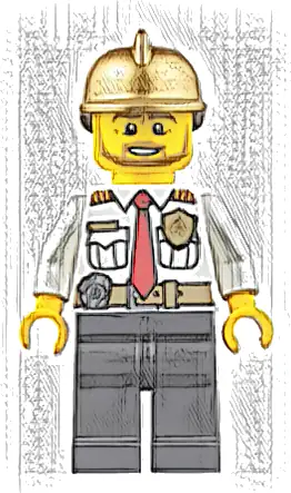 Fire Chief - White Shirt with Tie and Belt, Black Legs, Gold Fire Helmet