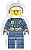 Minifigurka LEGO® cty0702 Police - City Leather Jacket with Gold Badge and Utility Belt, White Helmet, Trans-Brown Visor, Peach Lips Smirk