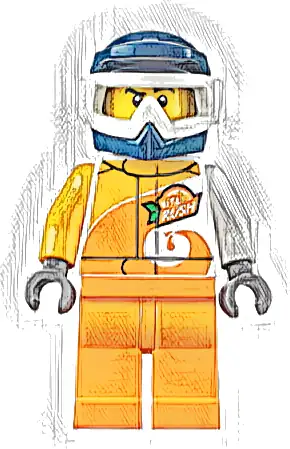 ATV Driver - Male, 'ViTA RUSH' Uniform, Orange Legs, Dark Blue Helmet