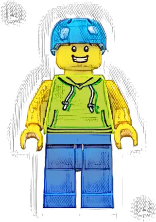 Skateboarder - Male, Lime Hoodie, Blue Legs, Dark Azure Helmet