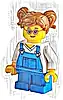 Minifigurka LEGO® cty1226 Child - Girl, Blue Overalls over V-Neck Shirt, Blue Short Legs, Dark Orange Hair with Pigtails, Glasses, Freckles