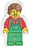 Minifigurka LEGO® cty1227 Farmer - Overalls Green, Red Plaid Shirt, Reddish Brown Hair Swept Back Tousled