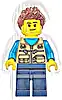 Minifigurka LEGO® cty1261 Camper Van Owner - Male, Dark Tan Vest over Dark Azure Shirt, Dark Blue Legs, Reddish Brown Spiked Hair, Stubble