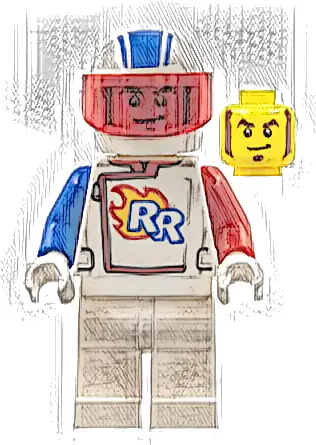 Rocket Racer - Stuntz Driver, White Jumpsuit with Blue and Red Arms, White Helmet, Trans-Red Visor