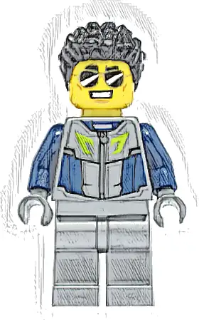 Duke DeTain - Stuntz Driver, Dark Blue and Flat Silver Racing  Suit