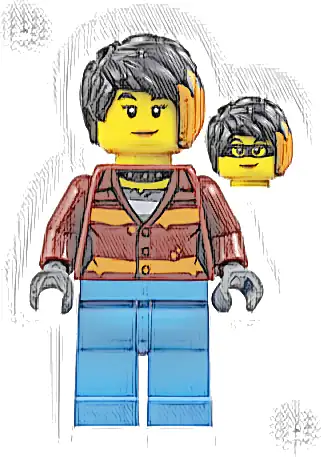 Police Crook - Female, Dark Red Torso with Orange Stripes, Medium Blue Legs, Black Hair with Orange Highlights (Daisy Kaboom)