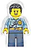 Minifigurka LEGO® cty1381 Police - City Officer Female, Bright Light Blue Shirt with Badge and Radio, Dark Blue Legs, Short Black Curly Hair