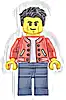 Minifigurka LEGO® cty1440 Man - Red Jacket, Dark Blue Legs, Black Hair, Smirk and Cheek Lines