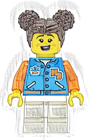 Passenger - Female, Dark Azure Sports Jacket, White Medium Legs, Dark Brown Hair