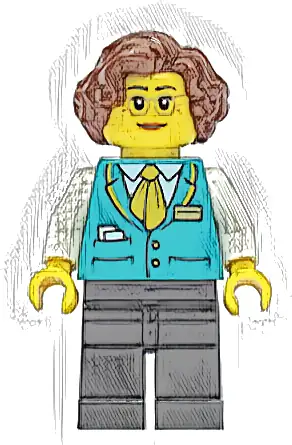 Conductress - Dark Turquoise Vest, Black Legs, Reddish Brown Hair