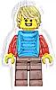 Minifigurka LEGO® cty1473 Passenger - Male, Red Plaid Flannel Shirt, Reddish Brown Legs, Tan Hair, Dark Azure Backpack
