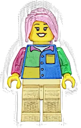 Passenger - Female, Blue Shirt, Tan Legs, Bright Pink Hair