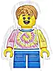 Minifigurka LEGO® cty1493 Boy - White Shirt with Swirl, Blue Short Legs, Medium Nougat Hair