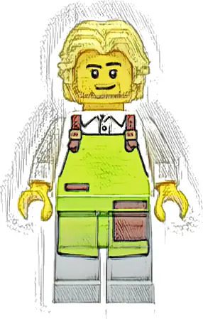 Cyclist - Male, White Shirt, Lime Apron, Bright Light Yellow Hair