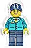 Minifigurka LEGO® cty1495 Train Platform Guard - Female, Dark Turquoise Shirt, Dark Blue Legs and Cap, Dark Orange Hair
