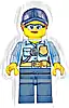 Minifigurka LEGO® cty1525 Police - City Officer Female, Bright Light Blue Shirt with Badge and Radio, Dark Blue Legs, Dark Blue Cap with Dark Orange Ponytail, Safety Glasses