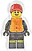 Minifigurka LEGO® cty1551 Fire - Female, Reflective Stripes with Utility Belt and Flashlight, Red Cap with Reddish Brown Ponytail, Orange Life Jacket