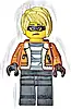 Minifigurka LEGO® cty1586 Police - City Bandit Crook Female, Dark Orange Jacket, Black Legs, Bright Light Yellow Hair