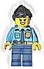 Minifigurka LEGO® cty1589 Police - City Officer Female, Shirt with Dark Blue Tie and Gold Badge, Dark Tan Belt with Radio, Dark Blue Legs, Black Ponytail