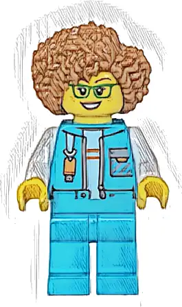 Arctic Explorer Researcher - Female, Medium Azure Jacket with Flash Drive, Medium Azure Legs, Medium Nougat Hair, Glasses
