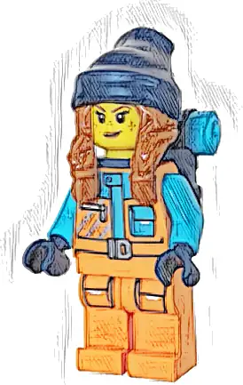 Arctic Explorer - Female, Orange Jacket, Dark Orange Braids with Dark Blue Beanie, Freckles, Backpack