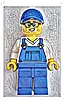 Minifigurka LEGO® cty1661 Car Cleaner - Male, Blue Overalls over V-Neck Shirt, Blue Legs, Blue Cap, Glasses, Stubble