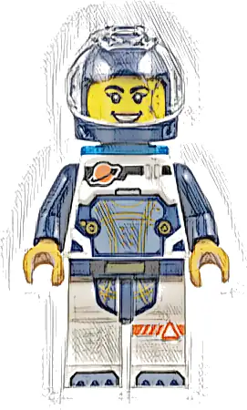 Astronaut - Female, White Spacesuit with Dark Blue Arms, Dark Blue Helmet, Trans-Clear Visor, Dark Azure Jet Pack