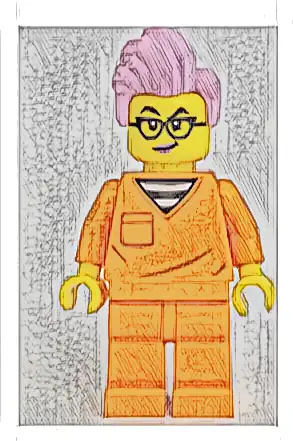 Police - City Jail Prisoner Female, Orange Prison Jumpsuit, Bright Pink Hair, Black Glasses