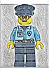 Minifigurka LEGO® cty1705 Police - City Officer Male, Bright Light Blue Uniform with Dark Bluish Gray Belt, Dark Blue Legs, Dark Blue Police Hat, Glasses, Moustache