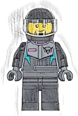 Race Car Driver - Male, Racing Suit with Hawk Head Logo, Black Legs, Black Helmet, Trans-Clear Visor, Goatee