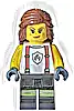 Minifigurka LEGO® cty1715 Fire - Female, White Shirt with Suspenders, Legs with Reflective Stripes, Reddish Brown Hair with Braid