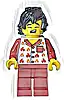 Minifigurka LEGO® cty1717 Fire - Male, White Jacket with Flames, Dark Red Legs, Black Tousled Hair