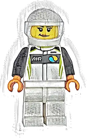 Race Car Driver - Female, White, Black and Lime Racing Suit, White Legs and Helmet