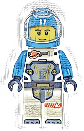 Astronaut - Male, White Spacesuit with Dark Azure Arms, Dark Azure Helmet, Trans-Clear Visor, Smirk