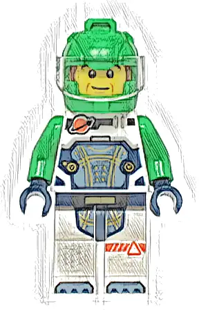 Astronaut - Male, White Spacesuit with Bright Green Arms, Bright Green Helmet, Trans-Clear Visor, Sideburns