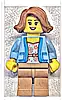Minifigurka LEGO® cty1770 Bus Passenger - Female, Bright Light Blue Jacket over White Shirt with Coral Flowers, Medium Nougat Legs, Dark Orange Hair